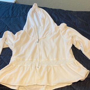 Betsey Johnson The Bride Cream Hooded Zip Jacket